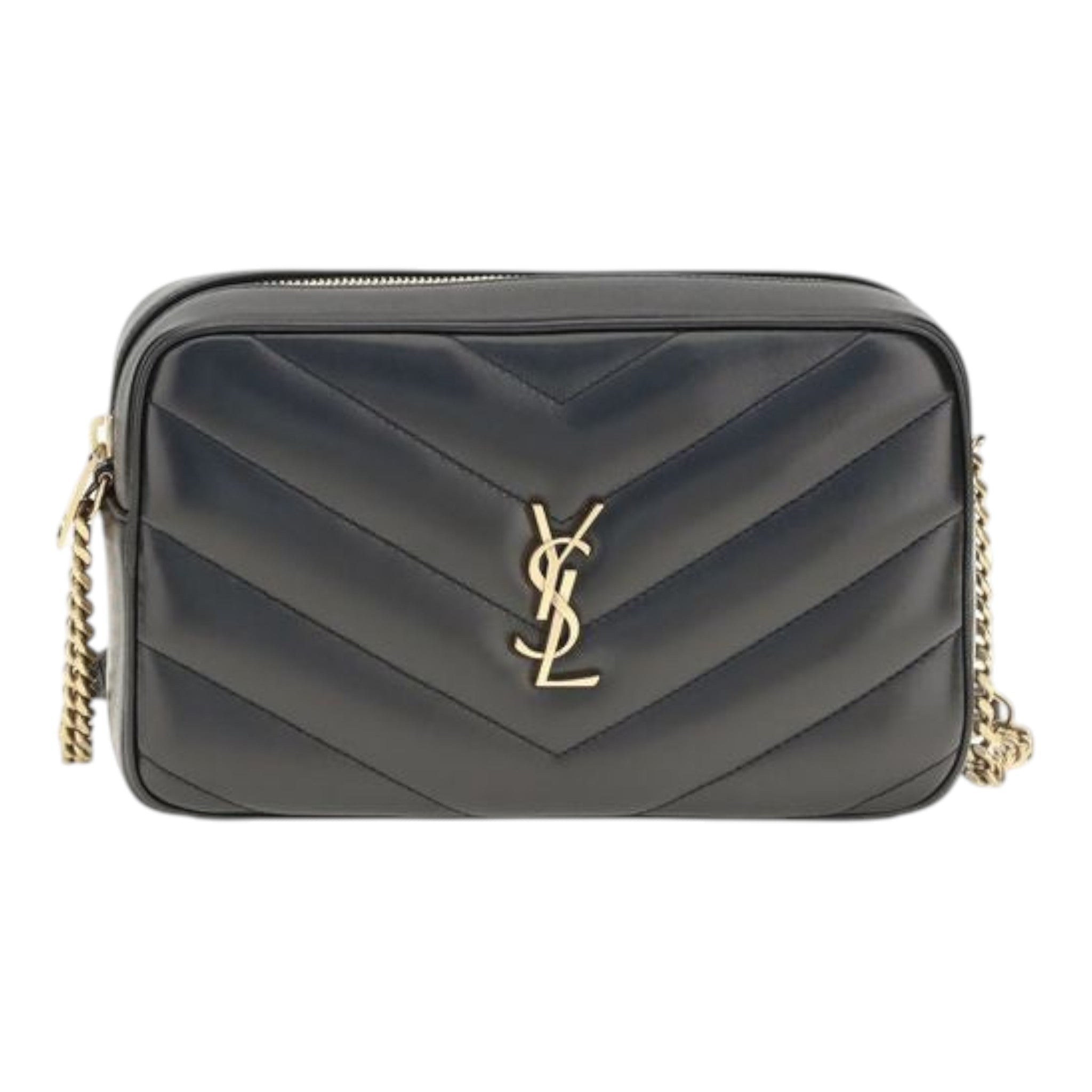 Saint Laurent Black LouLou Matelassé Crossbody Bag