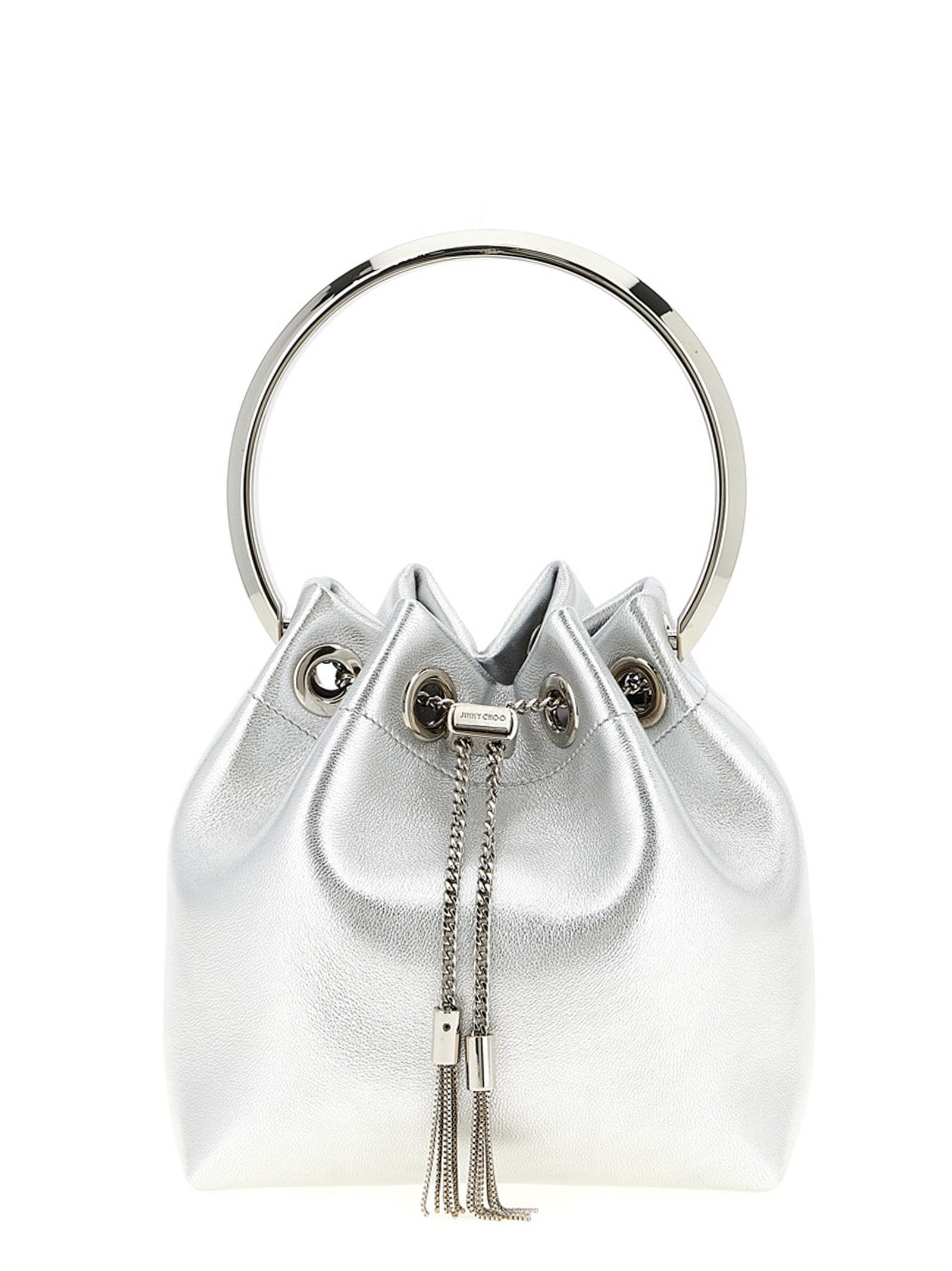 Jimmy Choo Silver Bon Bon Bucket bag