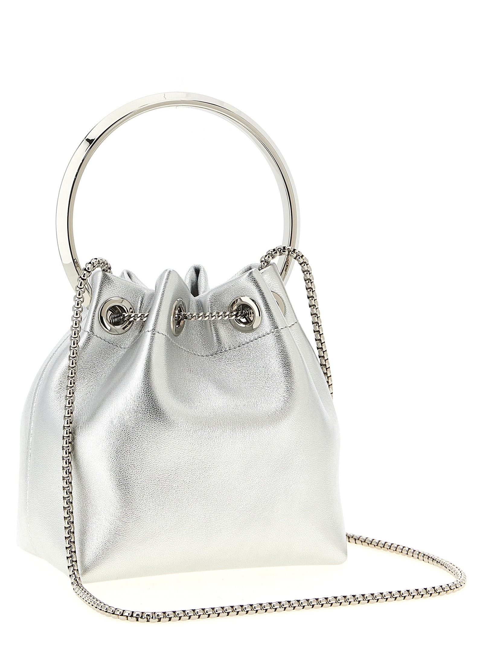 Jimmy Choo Silver Bon Bon Bucket bag