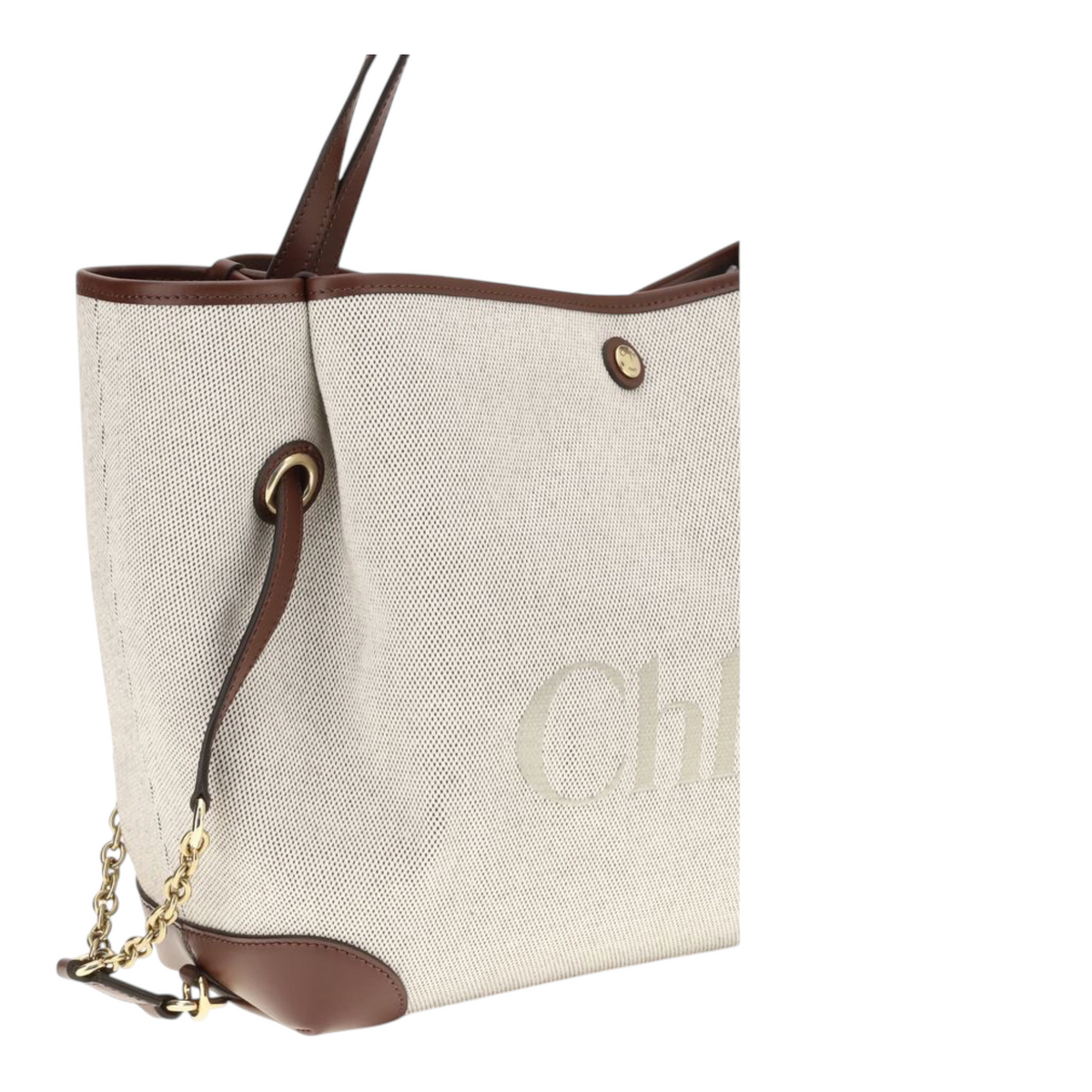 Chloé Clover Tote Bag Beige White Cotton Canvas