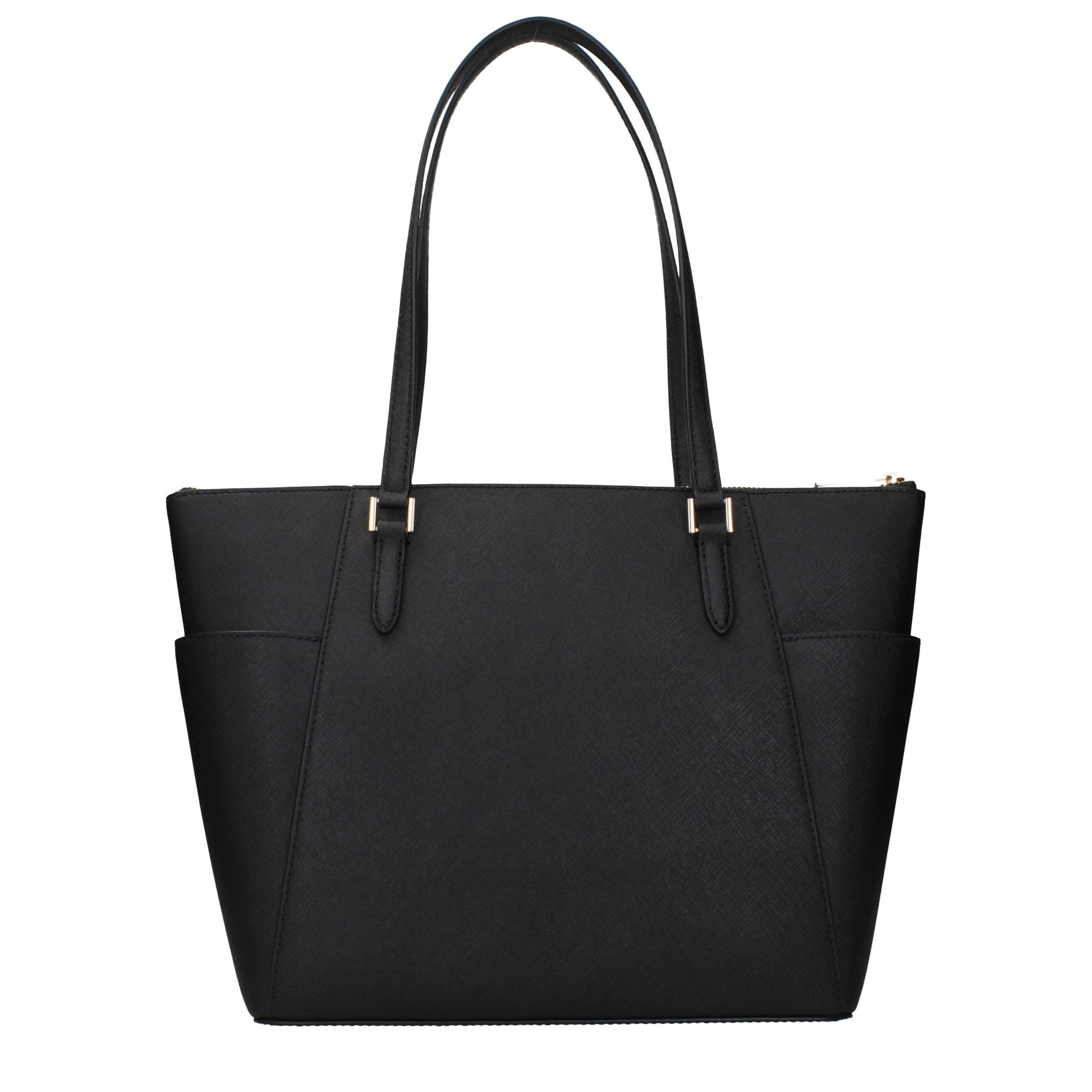 Michael Kors Black Charlotte Large Saffiano Leather Top-Zip Tote Bag