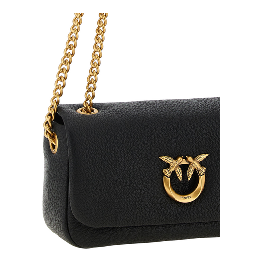 PINKO Love Birds Bolso de Hombro Negro