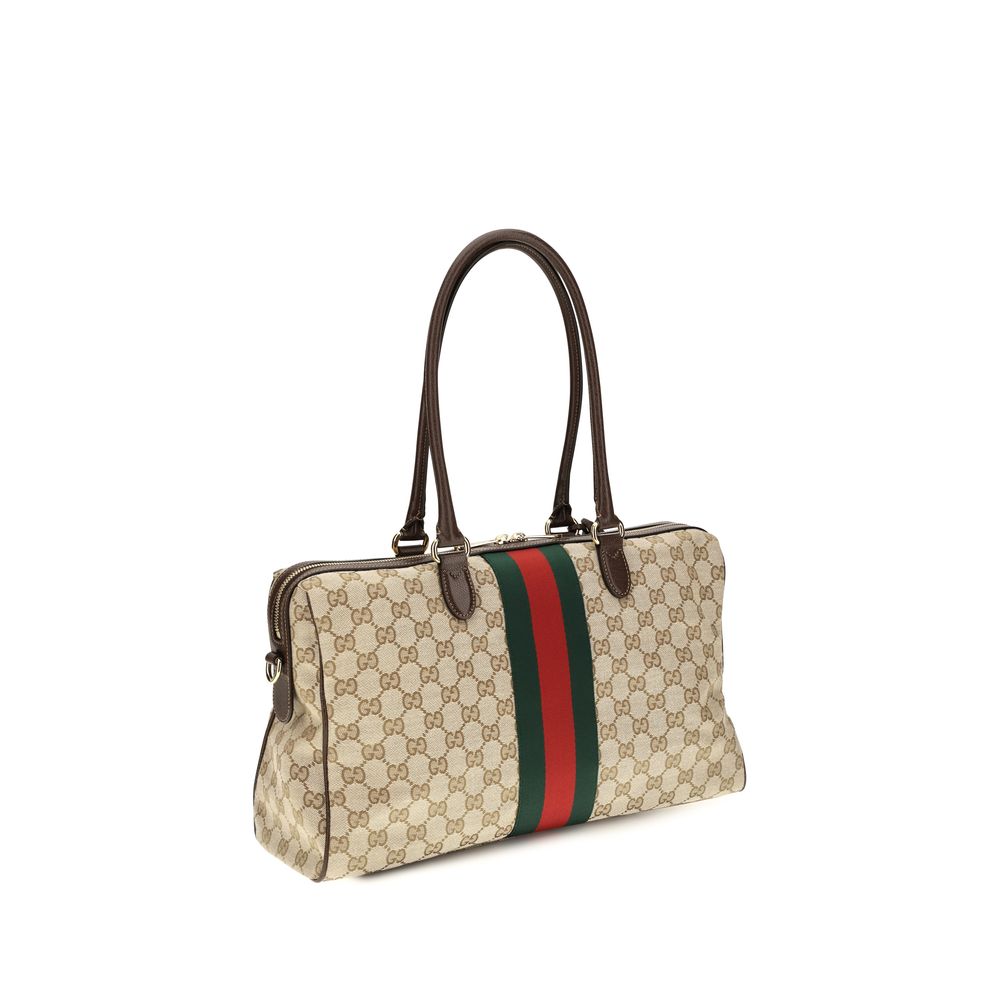 Gucci Beige Large Horsebit Web top Handbag
