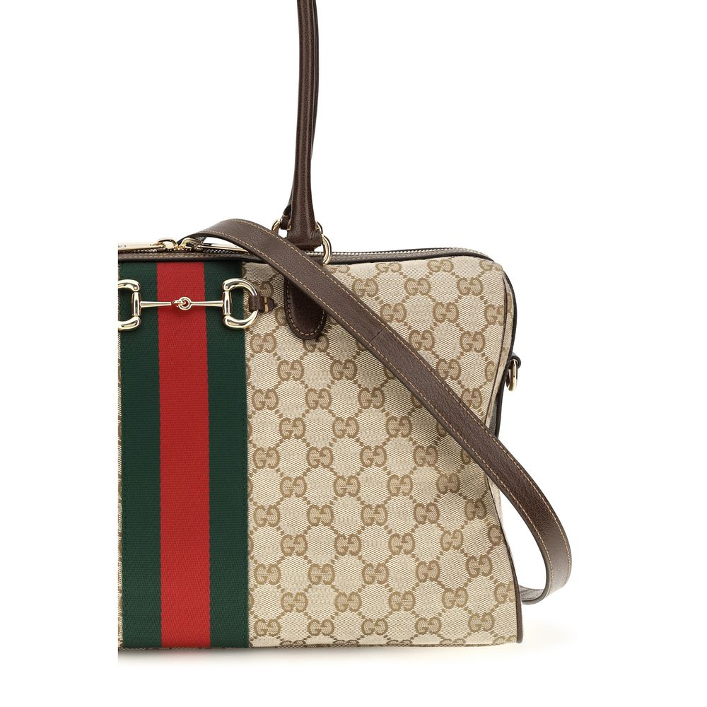 Gucci Beige Large Horsebit Web top Handbag