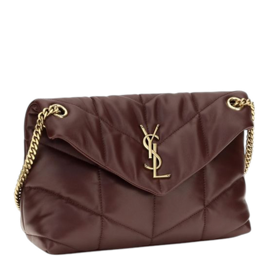 Saint Laurent Toy Puffer Bolso Bandolera Rojo Marrón