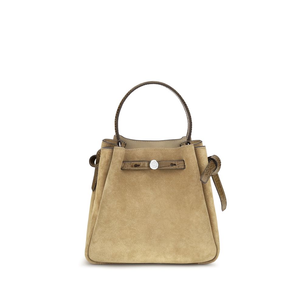 Tory Burch Beige Suede Romy Backet Bag