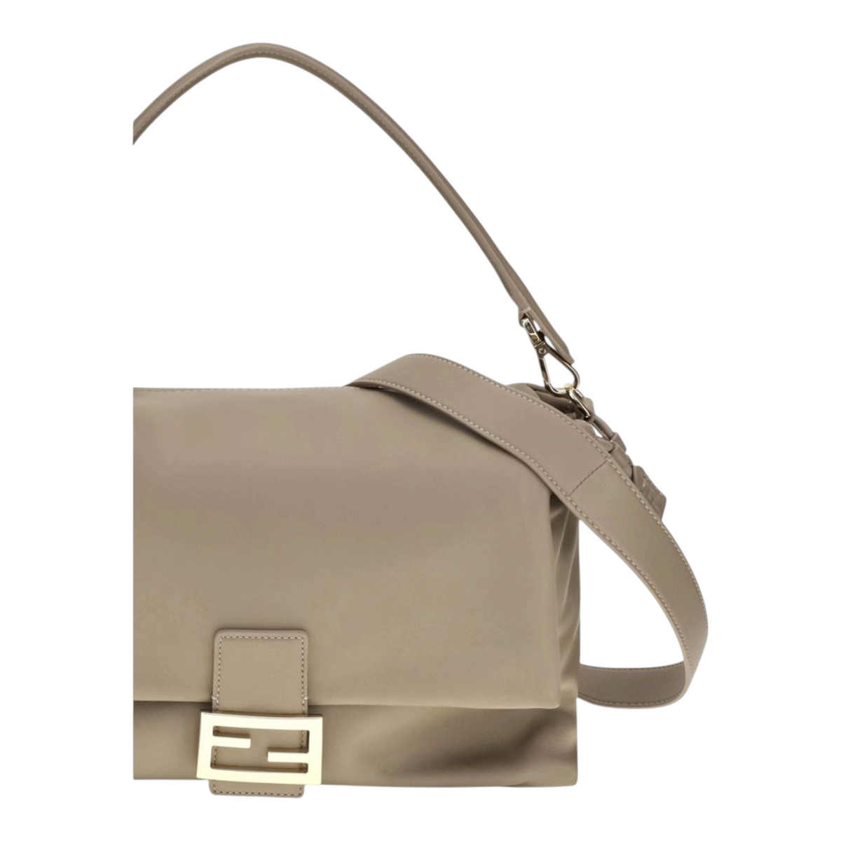 Bolso XT & Co Fendi Baguette Soft mediano en piel nappa beige con cierre magnético y correa ajustable