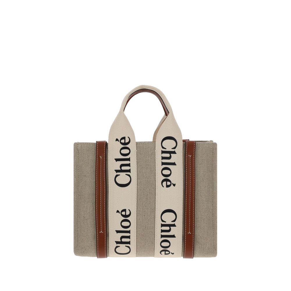Chloé Brown Woody Canvas Tote Bag