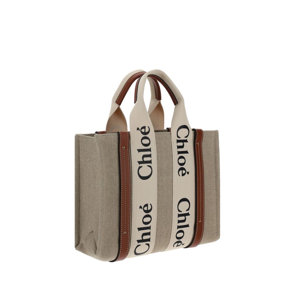 Chloé Brown Woody Canvas Tote Bag
