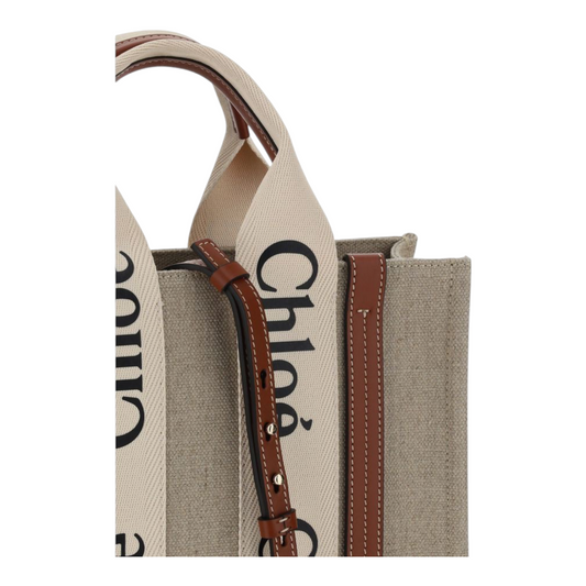 Chloé Woody Canvas Bolso Tote Marrón