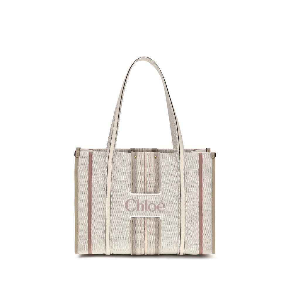 Chloé Beige Woody Loop canvas Tote Bag