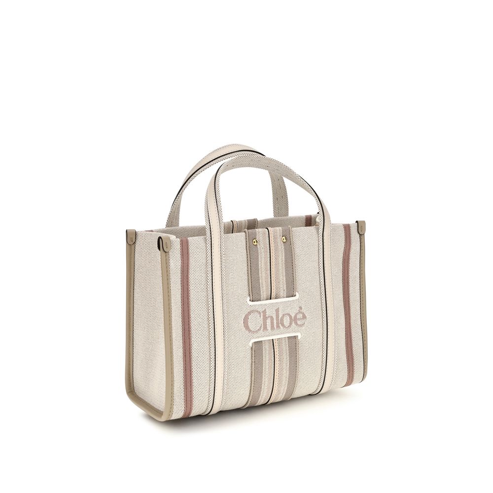 Chloé Beige Small Woody Loop canvas Tote Bag