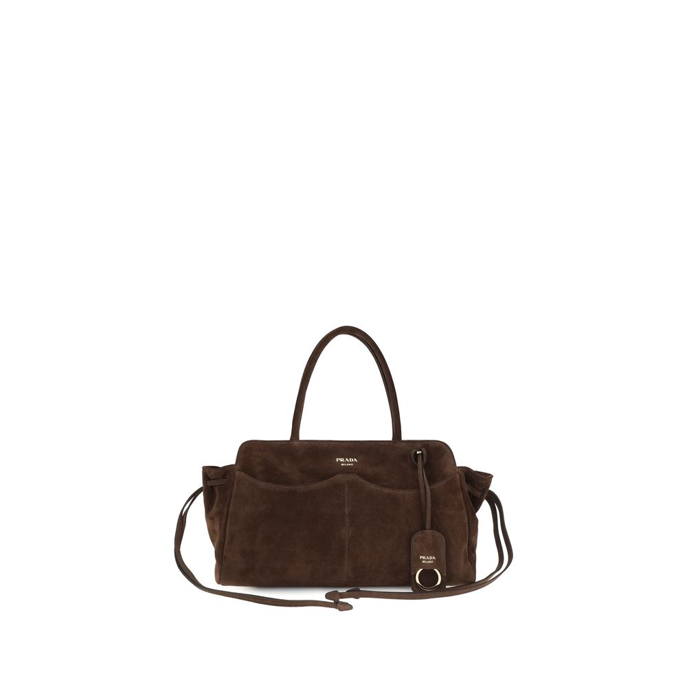 Prada Brown Carry Suede Handbag