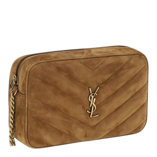 Saint Laurent Suede Camera LouLou Shoulder Bag Brown