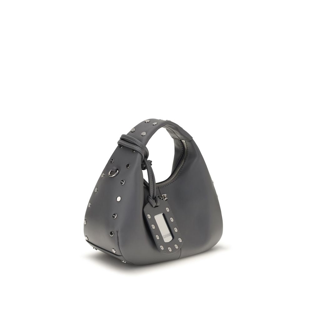 Ganni Grey Mini Studded Hobo Bag