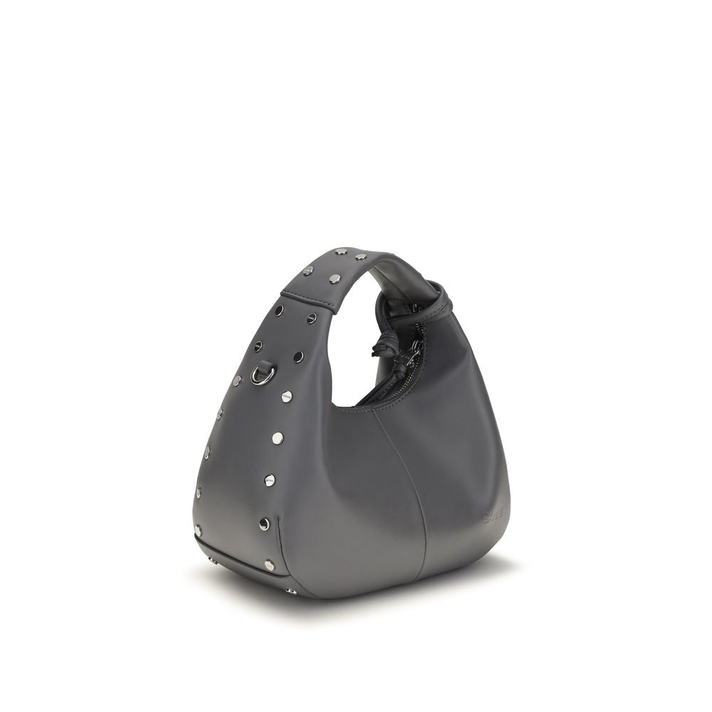 Ganni Grey Mini Studded Hobo Bag