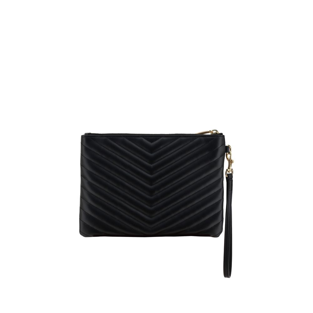 Saint Laurent Black Cassandre Matelassé Clutch Bag