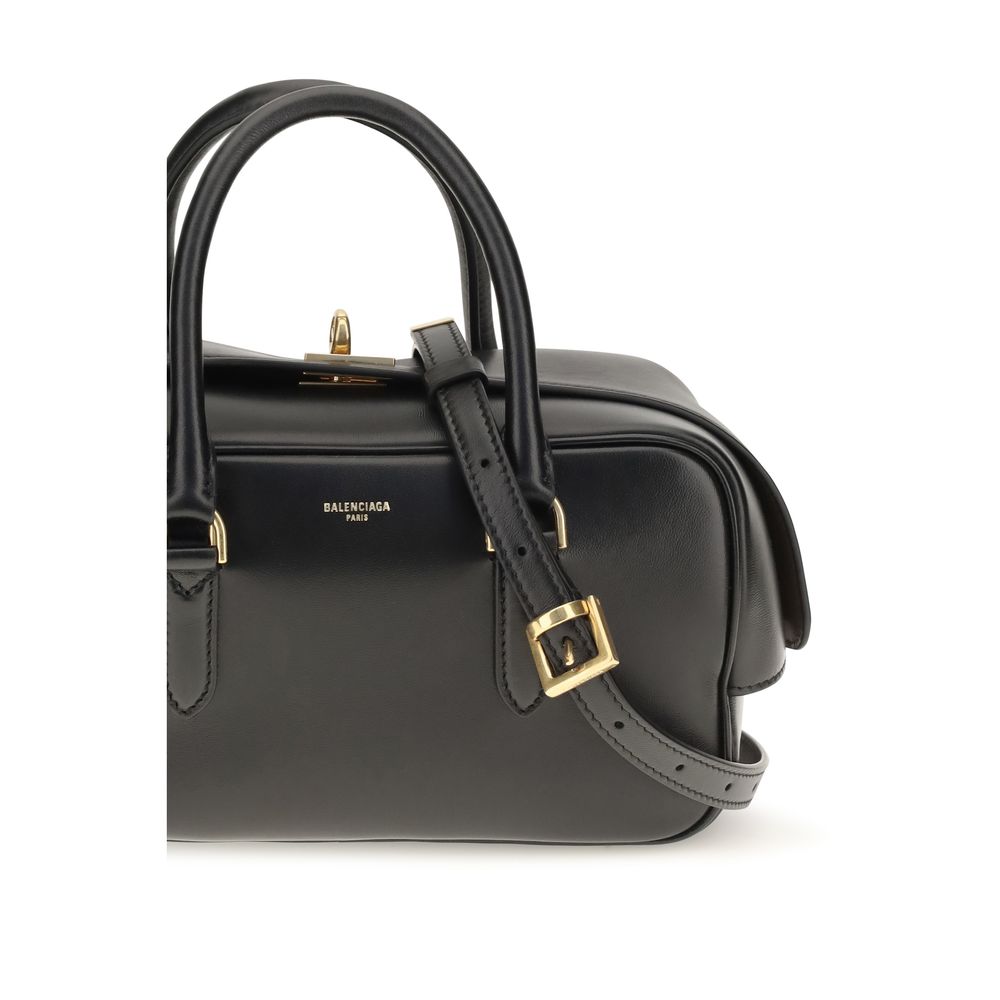 Balenciaga Black Le 7 Bowling Handbag
