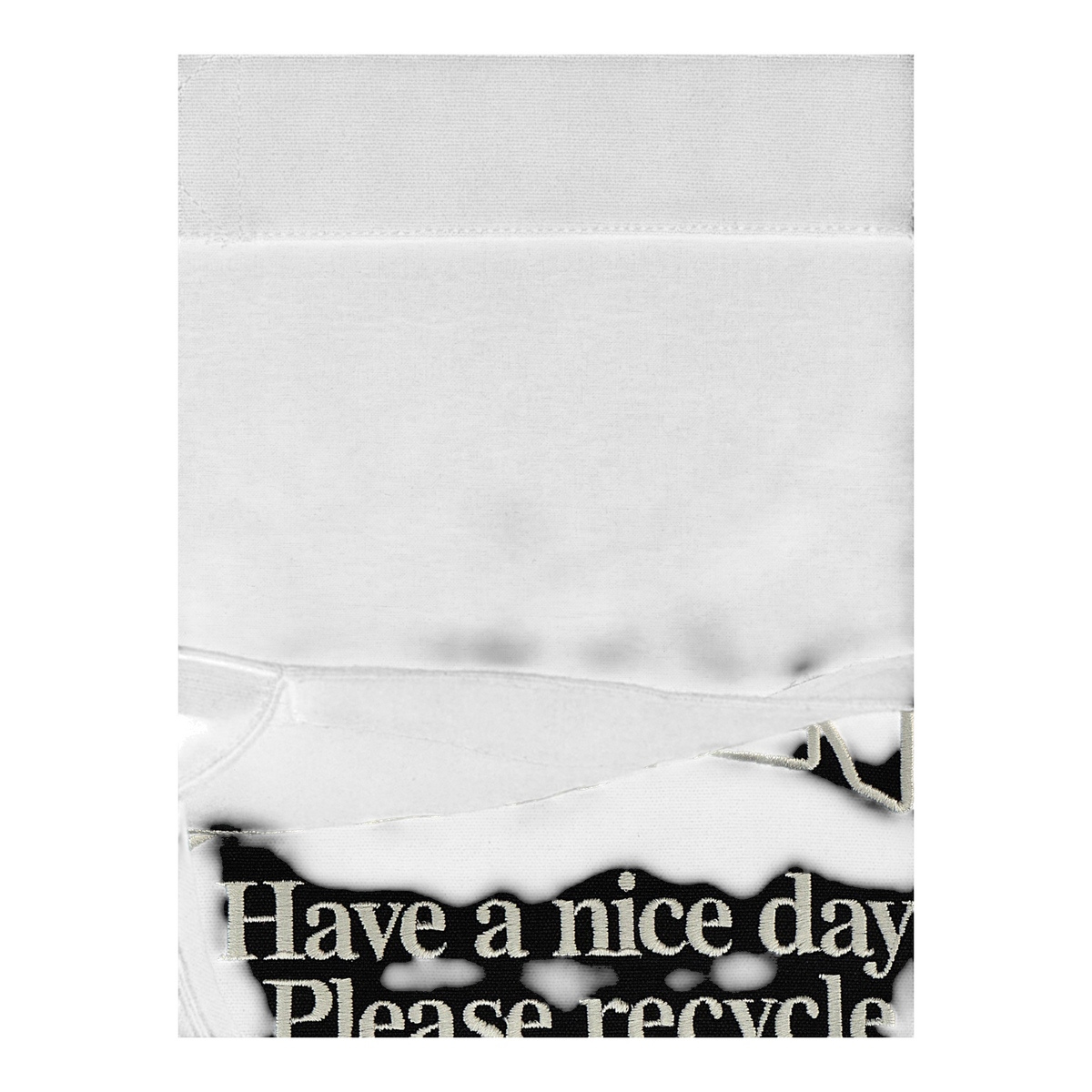 Bolso shopper XXL XT & Co de lona de algodón reciclado negro con letras blancas Have a nice day Please recycle