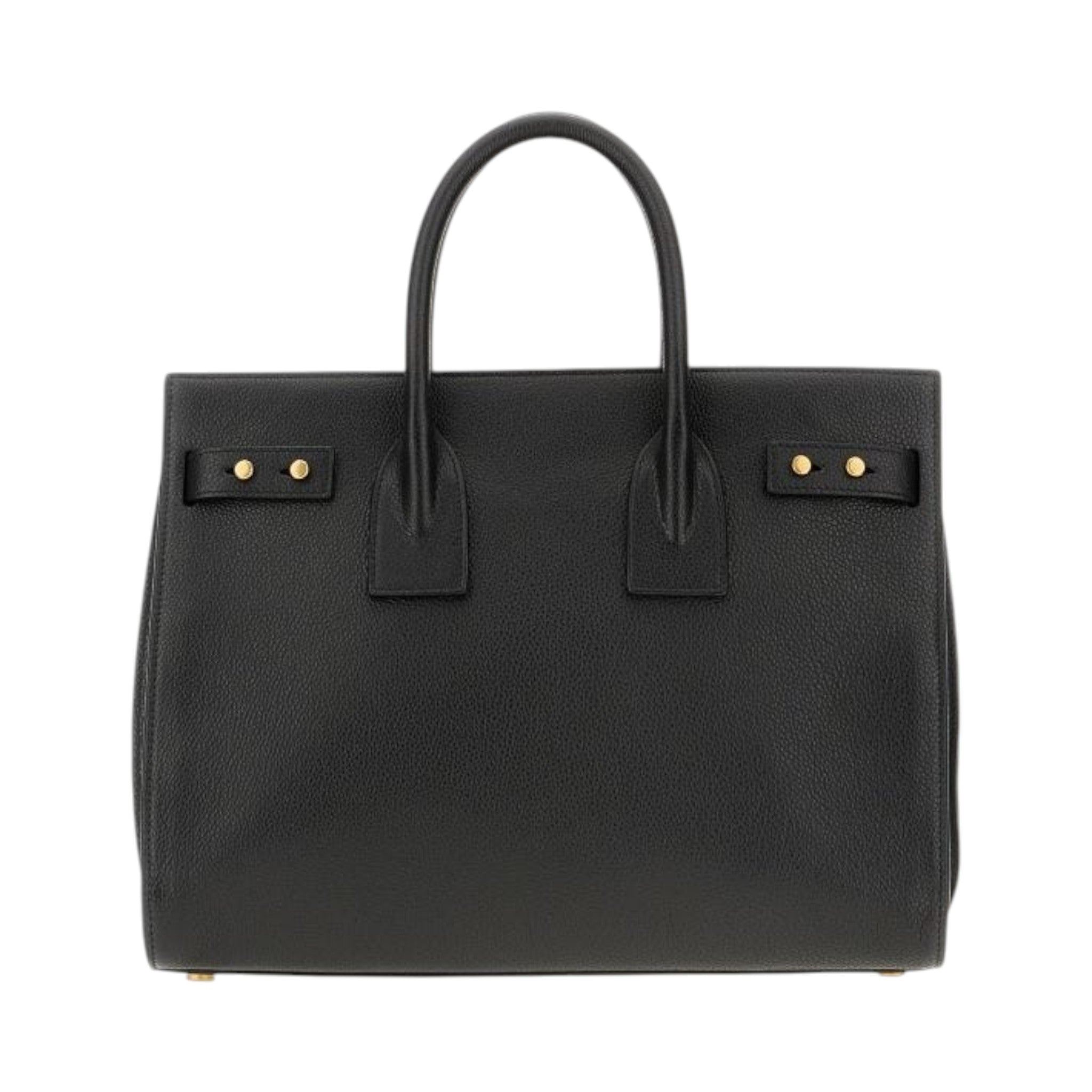 Saint Laurent Sac De Jour Small black pebbled leather satchel handbag front view
