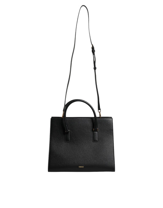 Versace Black Leather Crossbody Tote Bag - XT & Co