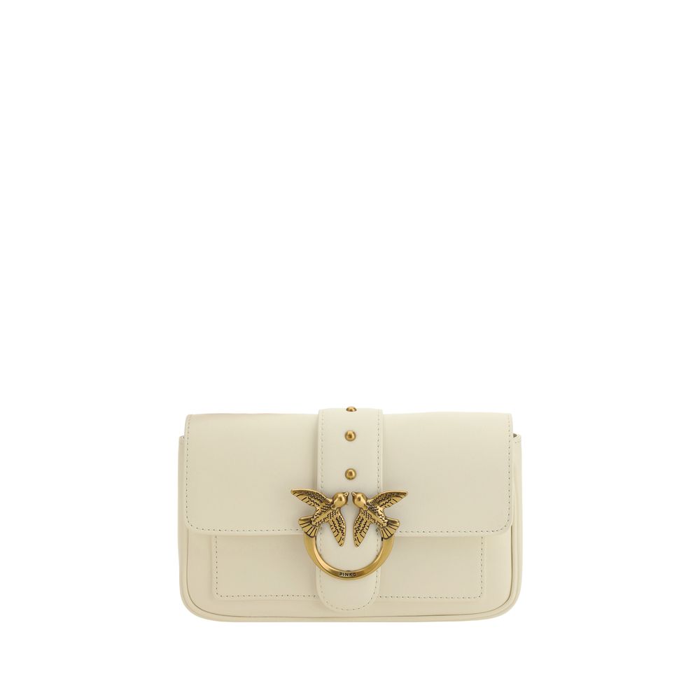 Pinko Love calfskin cream one-shoulder bag front view