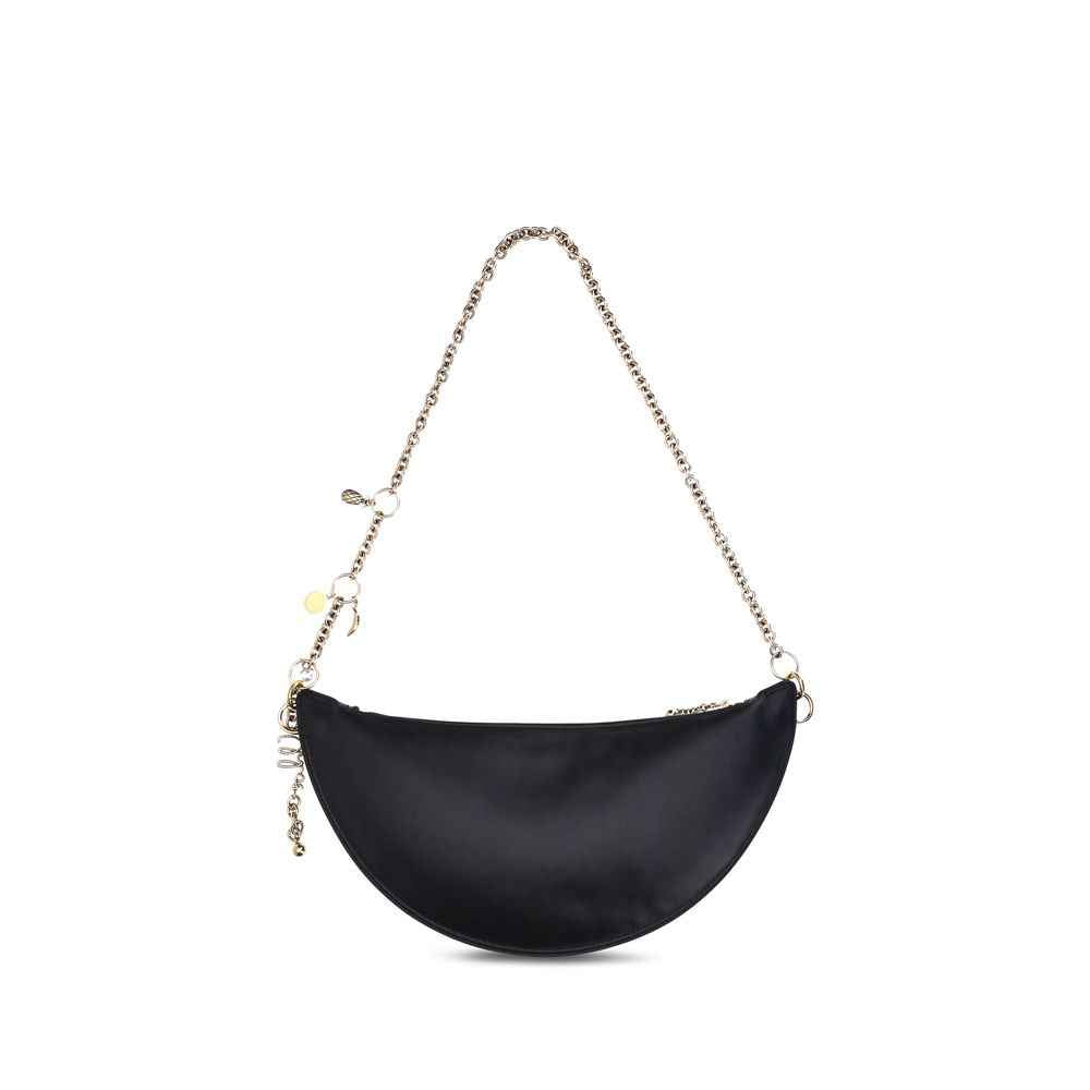 Chloé Icons Shoulder Bag in black leather, chain strap, front view