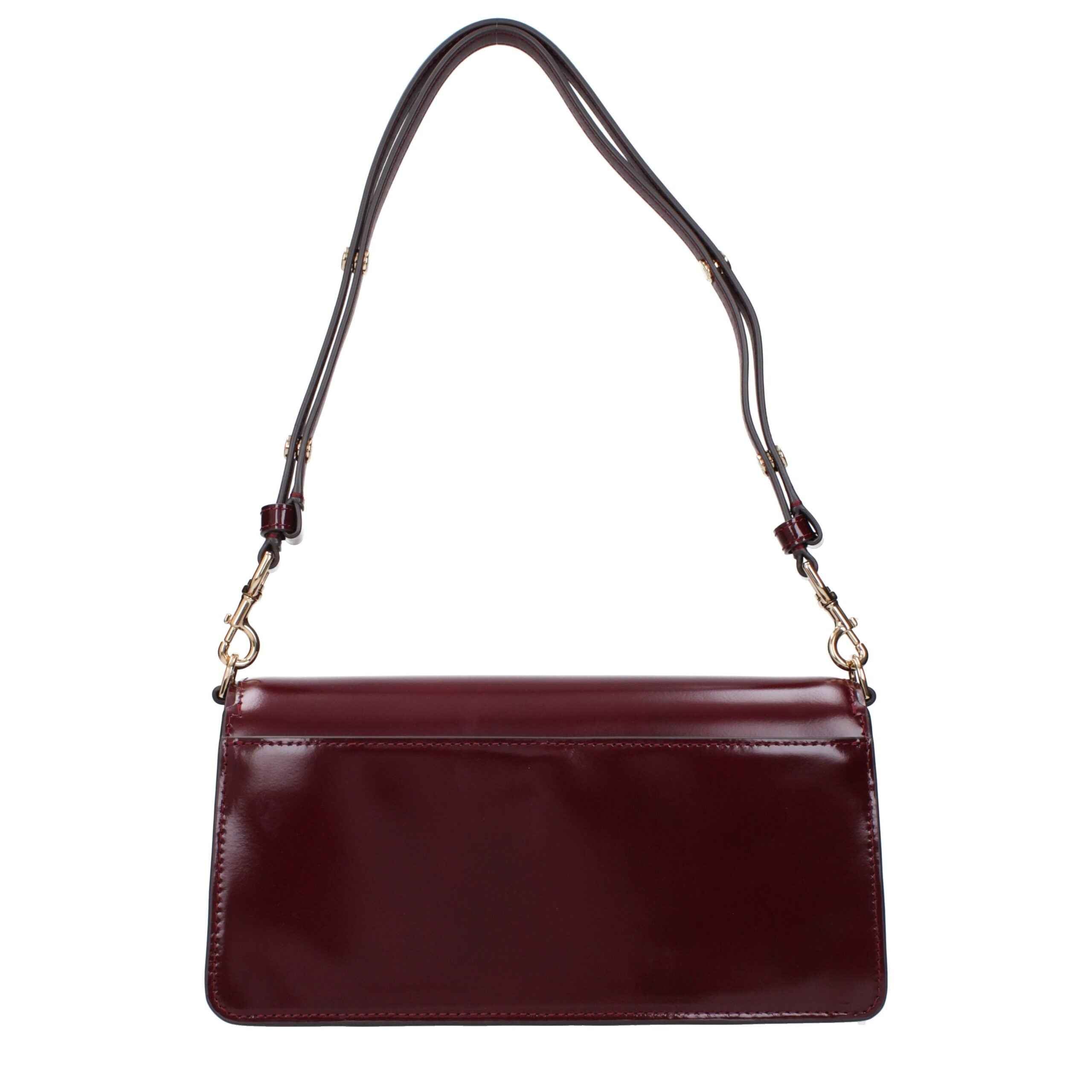 Tory Burch red leather shoulder bag with gold-tone hardware front view