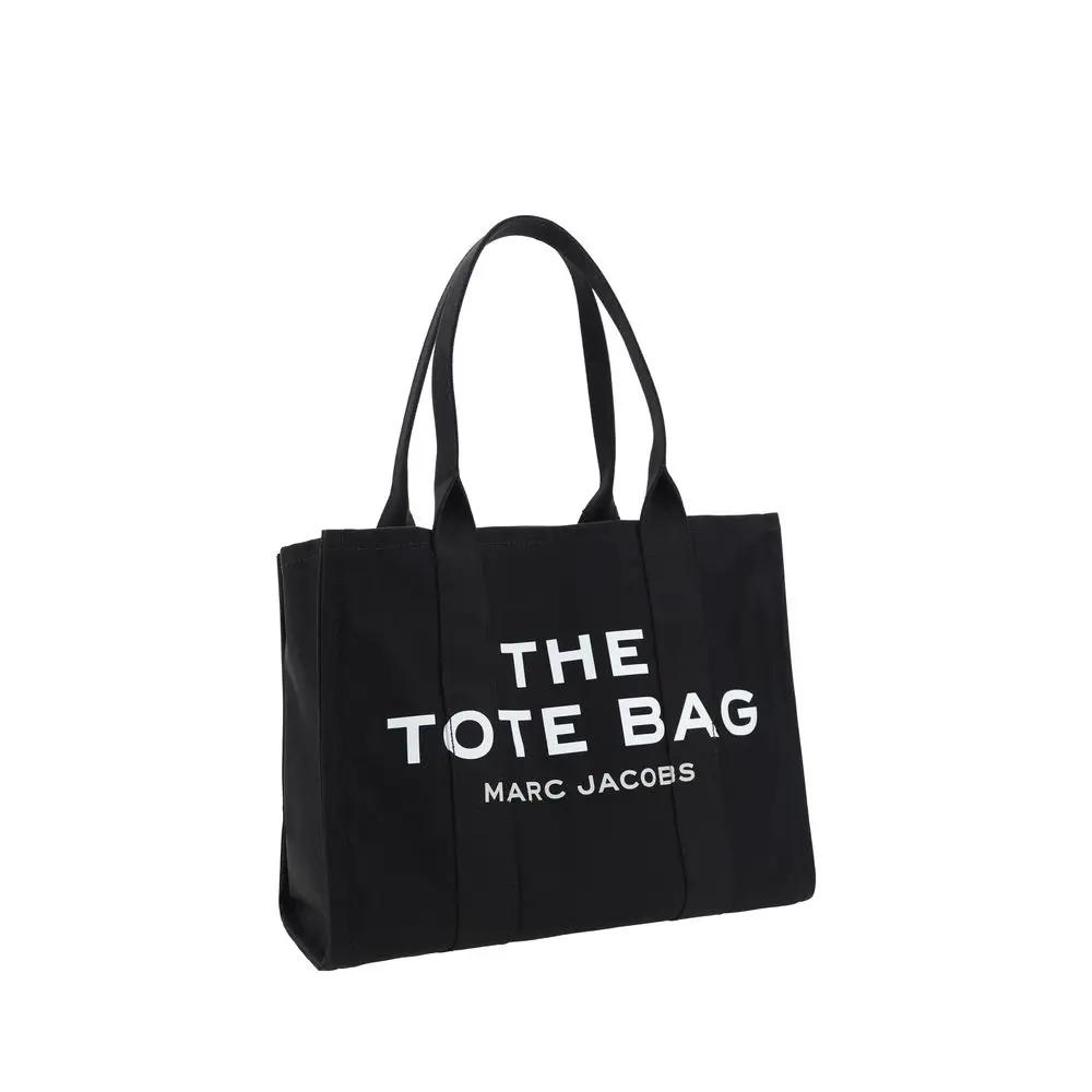 Marc Jacobs The Large Tote Bag black cotton tote front view