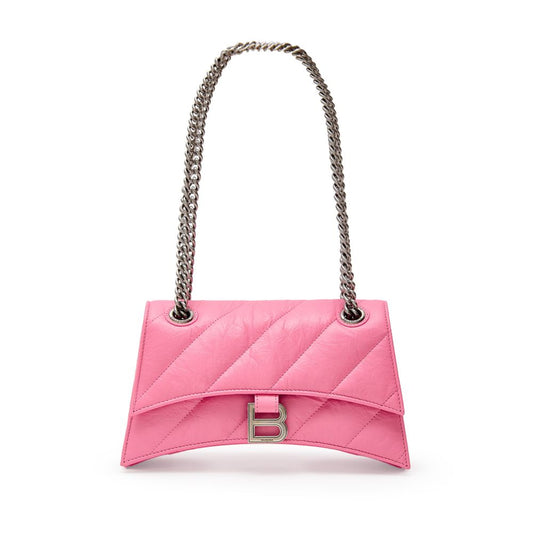 Balenciaga Leather Crush Shoulder Bag Pink - XT & Co