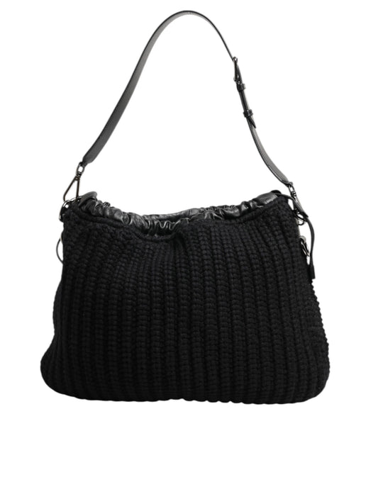 Dolce And Gabbana Cashmere-Knitted Leather Shoulder Bag - XT & Co