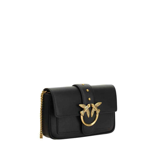 PINKO Black Calfskin Love One Shoulder Bag - XT & Co