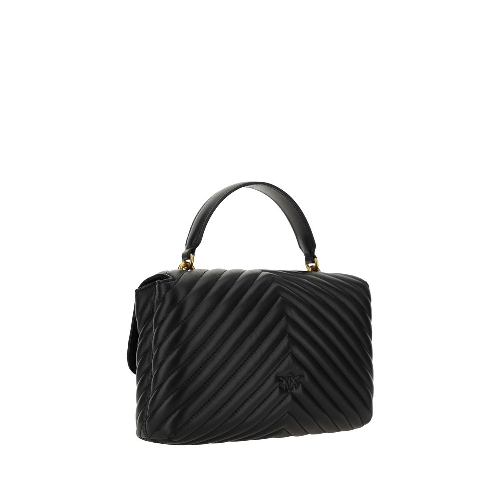 PINKO Calfskin Love Lady handbag, black top-handle, front view