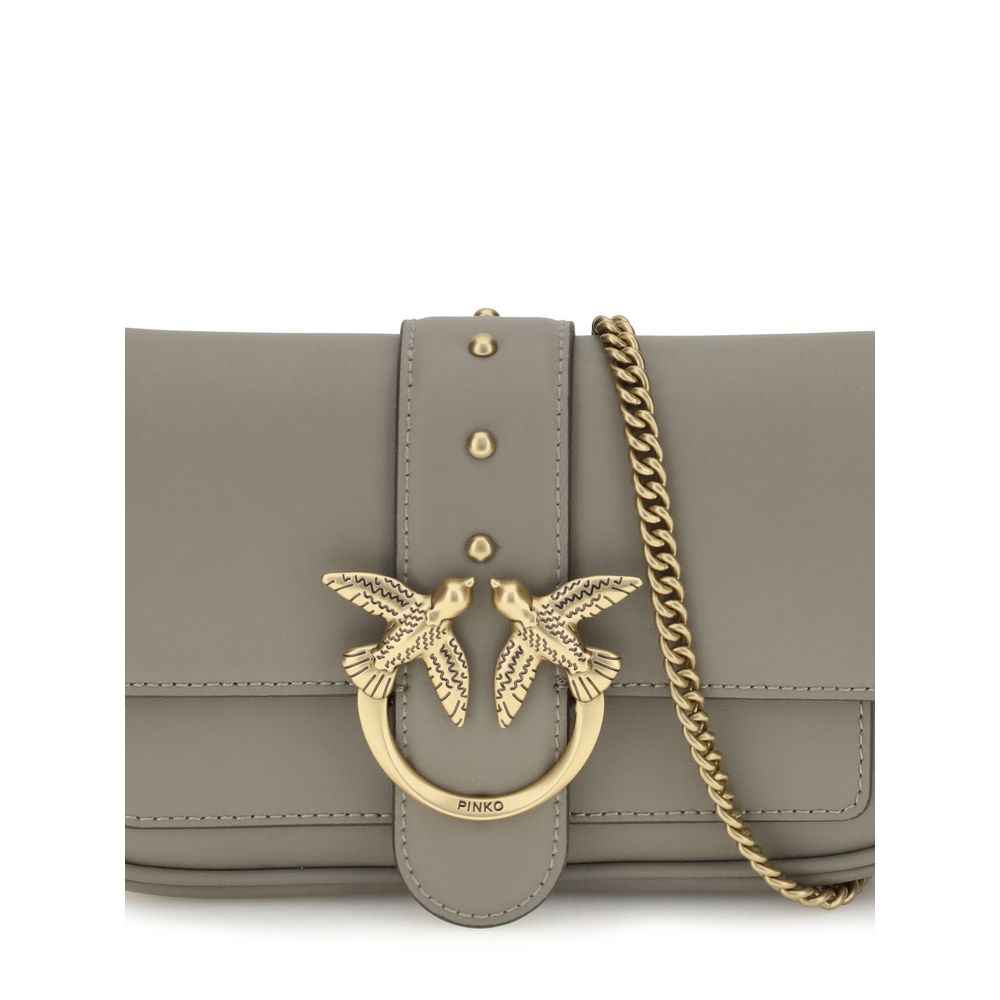 PINKO Gray Calfskin Love One Shoulder Bag - XT & Co