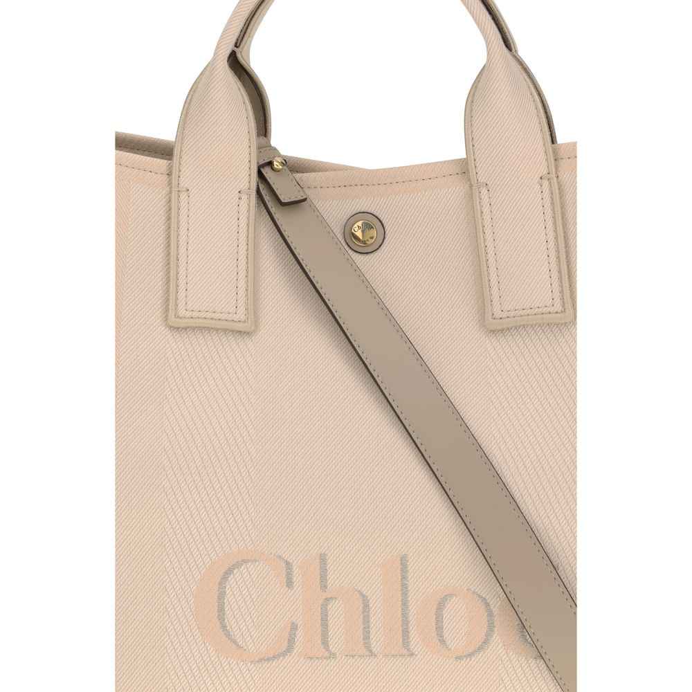 Chloé Beige Cotton Tote Bag With Leather-Trim - XT & Co