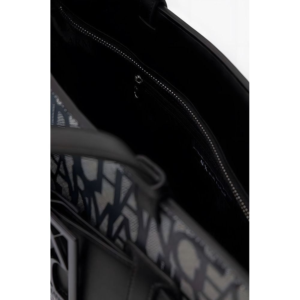 Armani Exchange Limited Edition tote handbag polyurethane black interior view