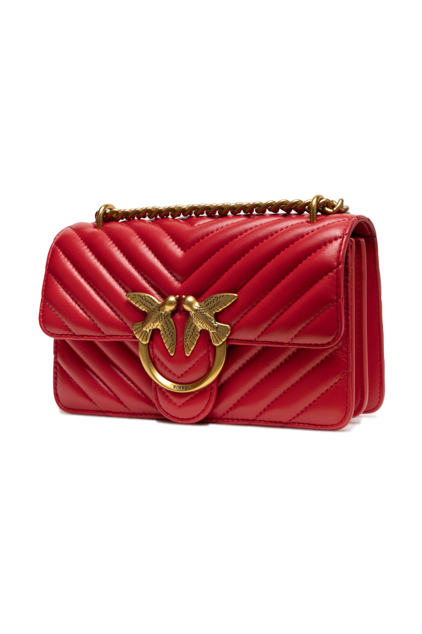 PINKO Red Leather Love One Mini Shoulder Bag - XT & Co