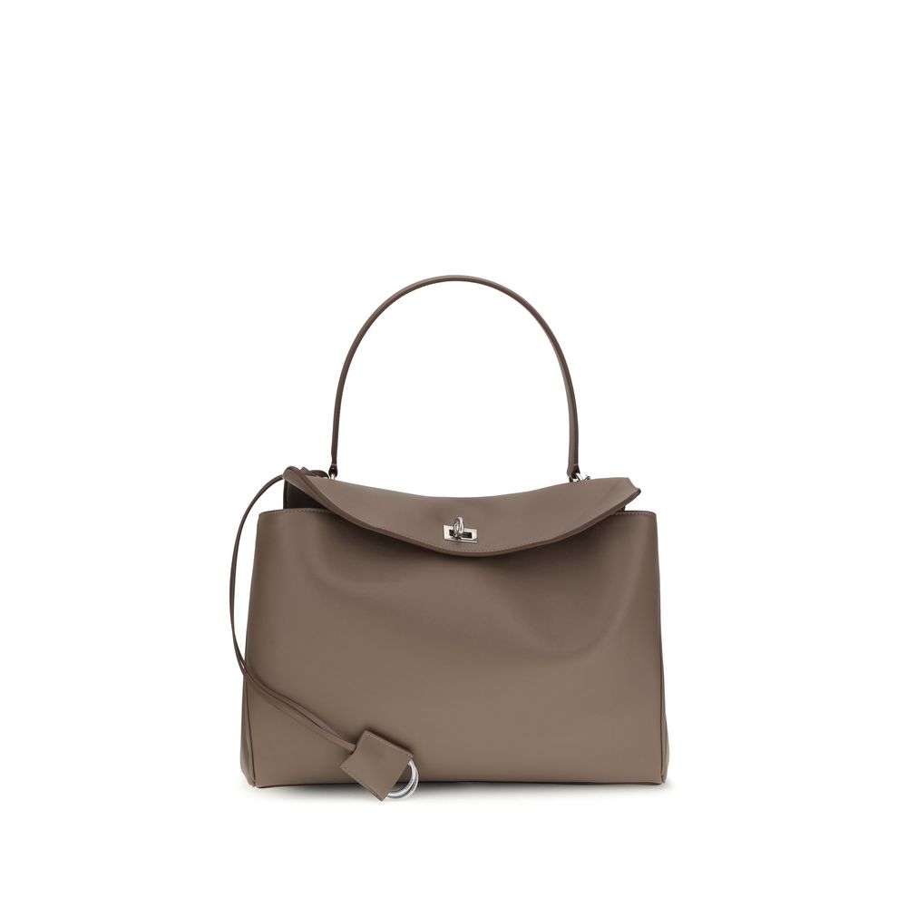 Balenciaga Rodeo Leather Shoulder Bag in taupe leather - front view
