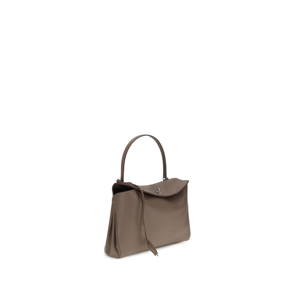 Balenciaga Rodeo Leather Shoulder Bag, taupe, front view
