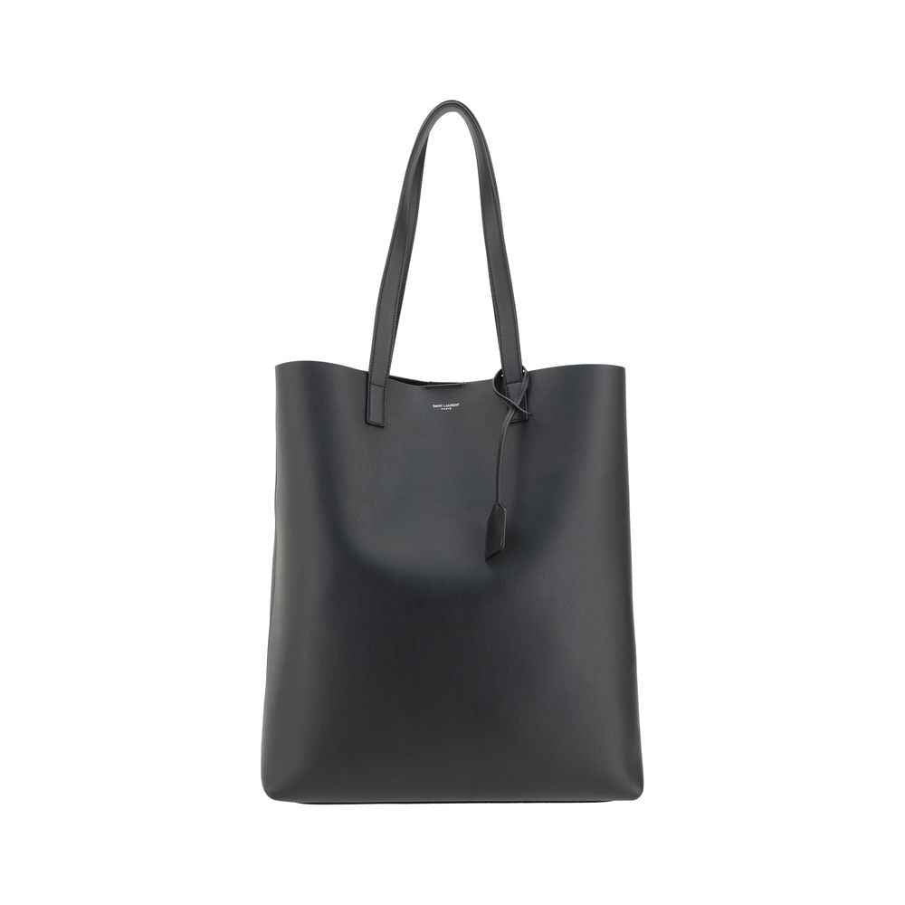 Saint Laurent Monogram leather tote bag black front view