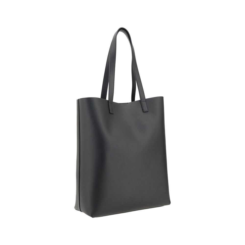 Saint Laurent Monogram Leather Tote Black tote bag, front view
