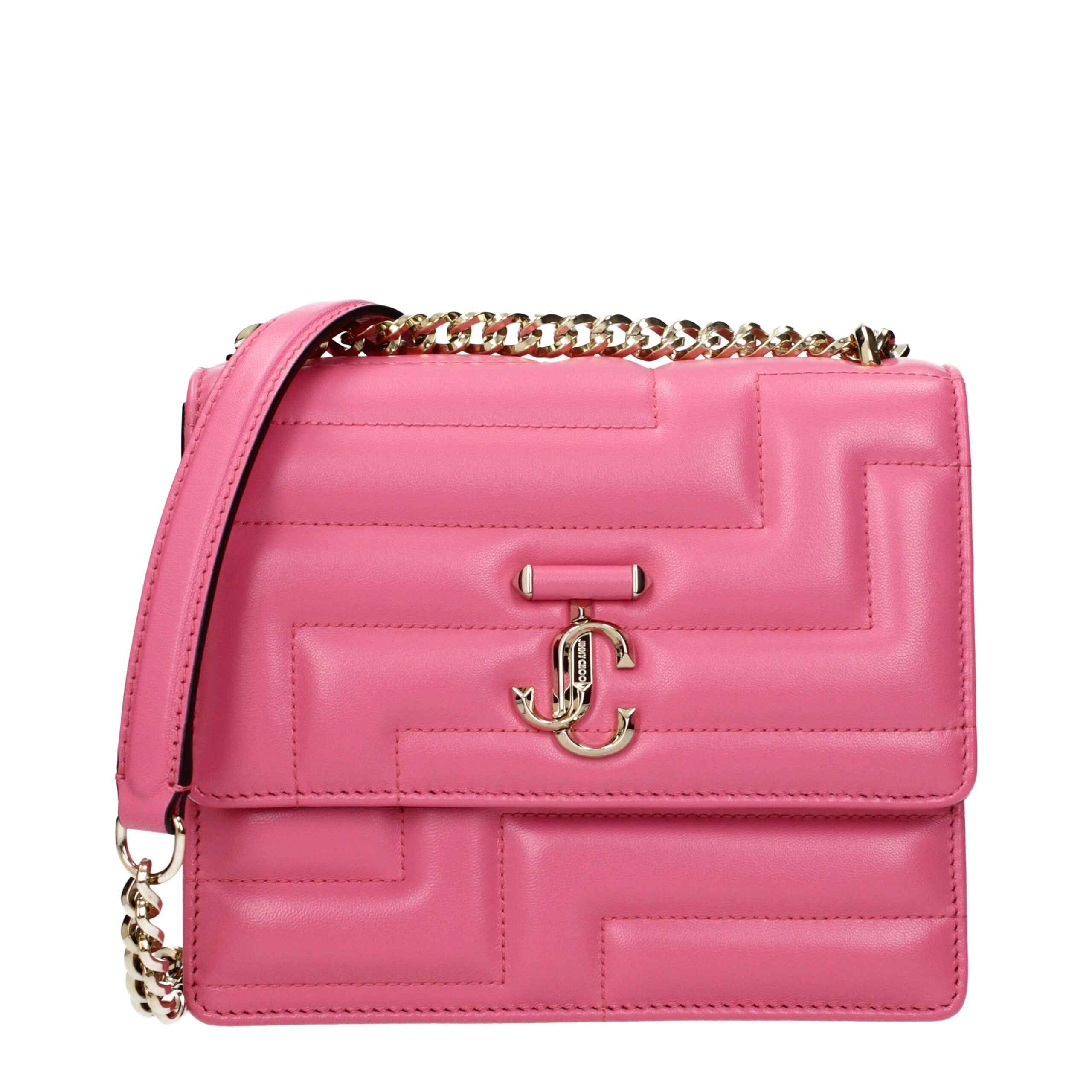 Jimmy Choo Varenne Avenue Shoulder Bag pink leather front view
