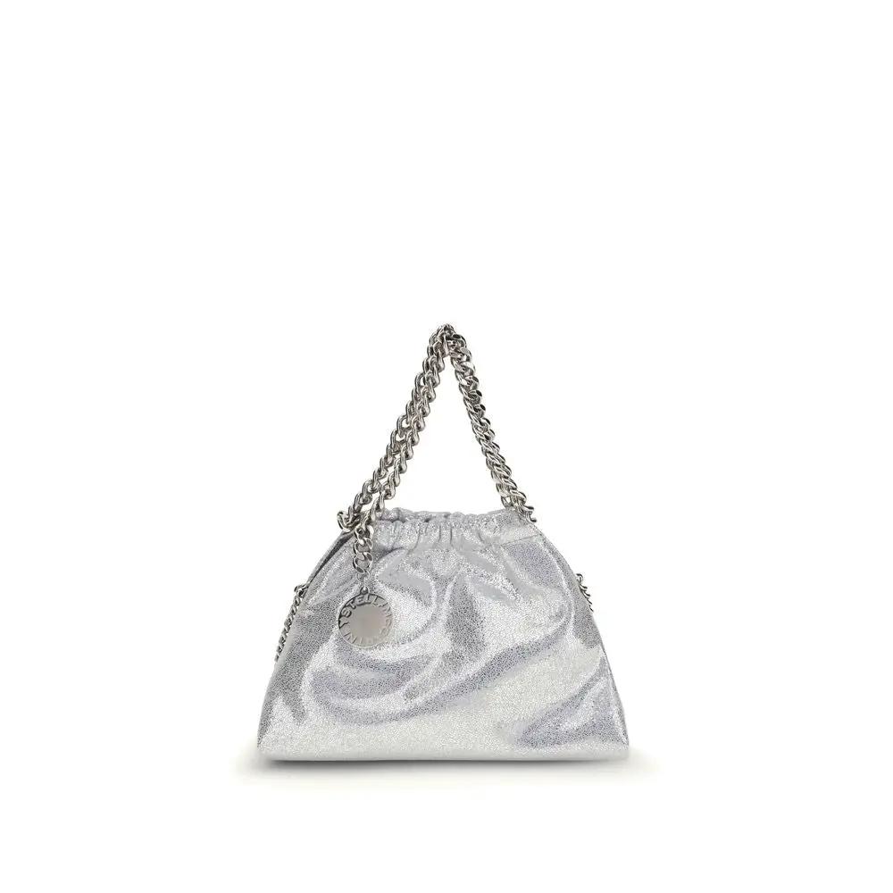 Stella McCartney Falabella silver shoulder bag, metallic fabric, front view
