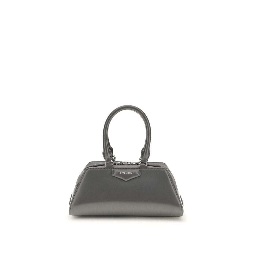 Givenchy Mini Antigona East-West Box gray leather top-handle bag front view