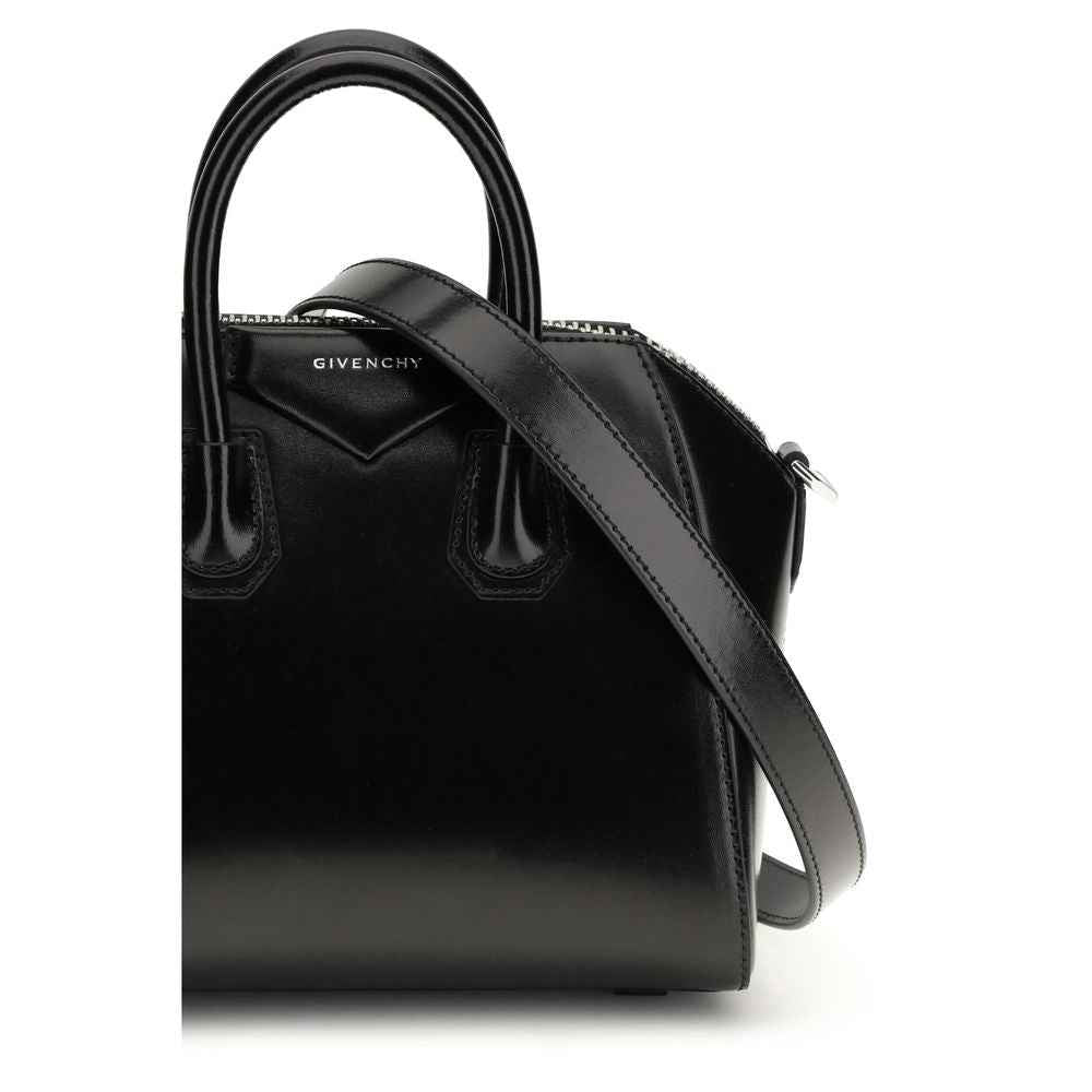 Givenchy Mini Antigona black box calfskin satchel bag front view