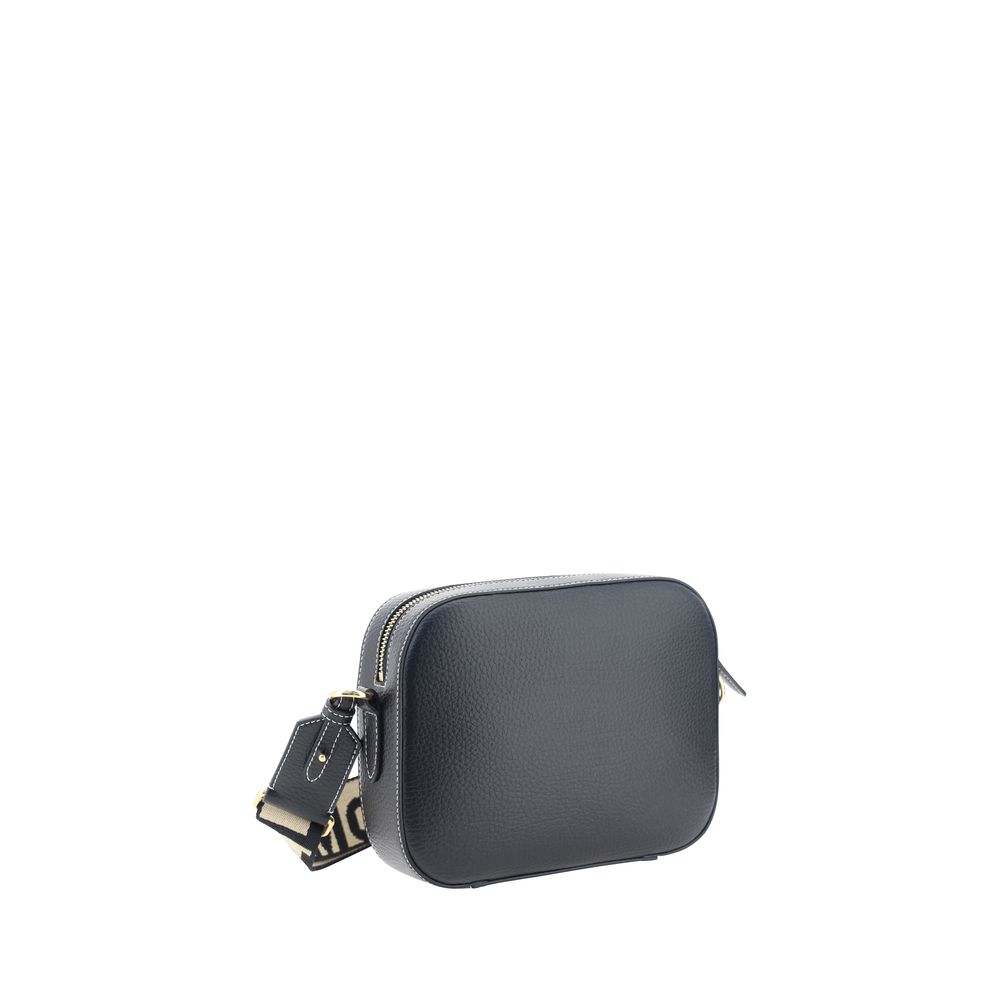 Stella McCartney Camera crossbody bag, black pebbled leather, front view