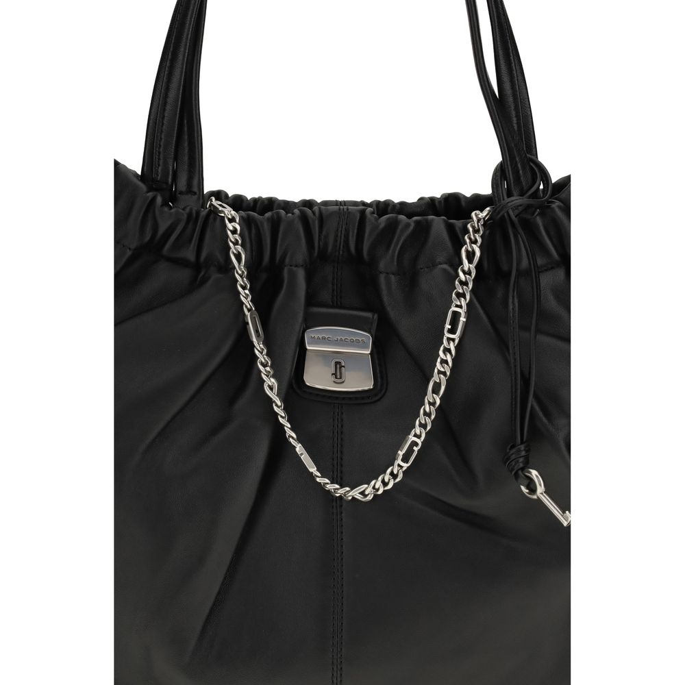 Marc Jacobs Cristina shoulder bag, black fabric with silver chain hardware, front view