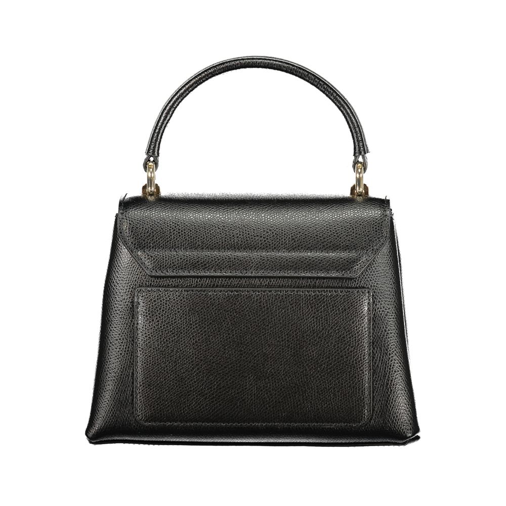 Furla 1927 black leather satchel bag with top handle, front view