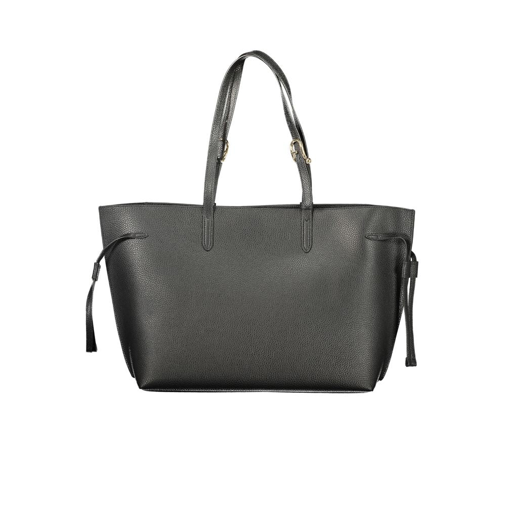 Furla black leather shoulder bag from collection front view