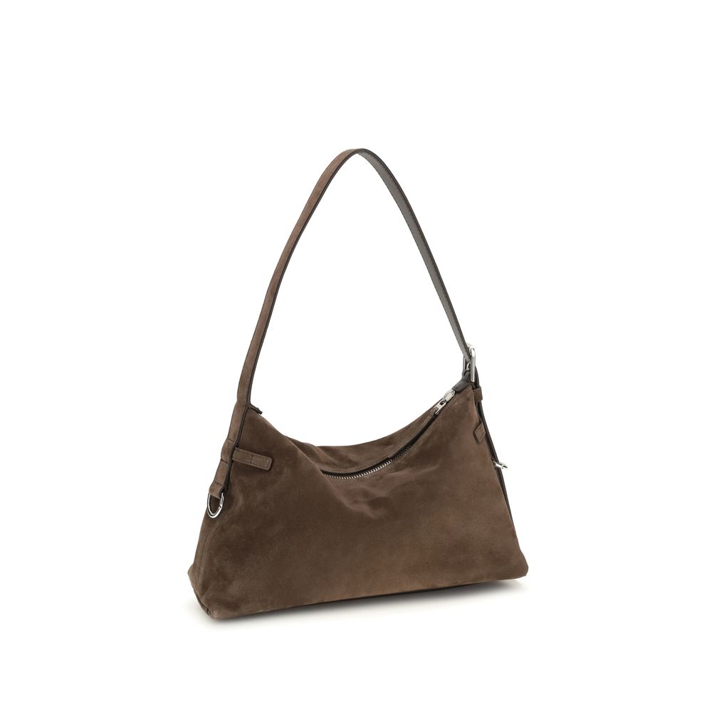 Givenchy Mini Voyou brown suede shoulder bag front view